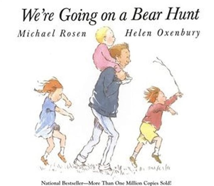 作者以美国一首民歌为创作灵感，如今这首“We're Going On a Bear Hunt”是小朋友耳熟能详的歌曲。对于刚开始共读，或者对英语不熟悉的幼儿，边翻书边唱歌是很好的启蒙，建议共读年龄0-4岁。